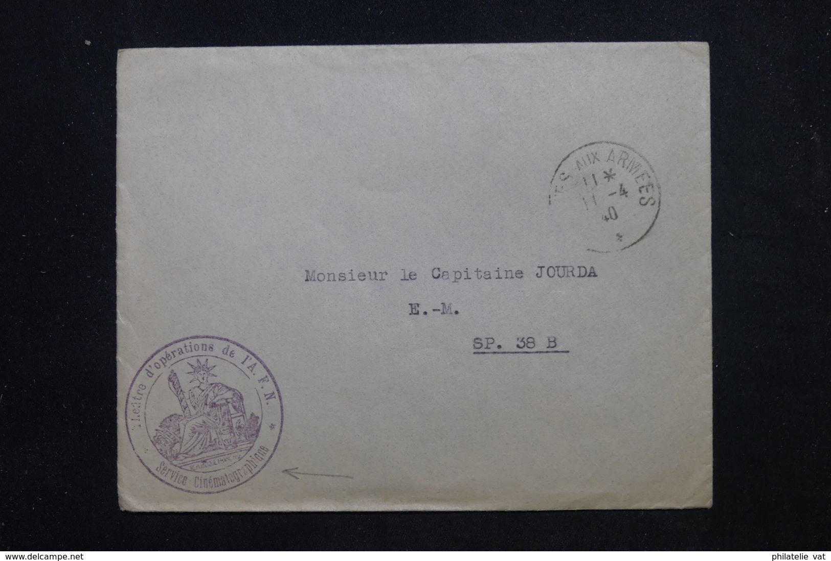 FRANCE - Env Avec Lettre "Théatre D'opérations De L'Afrique Du Nord" Section Cinématographique - 1940 - Rare - P 22816 - Militaire Stempels Vanaf 1900 (buiten De Oorlog)