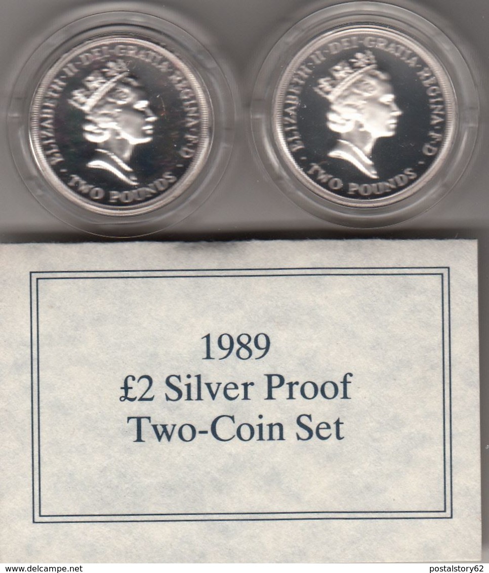 1989 - £ 2 Two Pound Bill Claim Of Rights Silver Proof Coin Twin Set - Mint Sets & Proof Sets