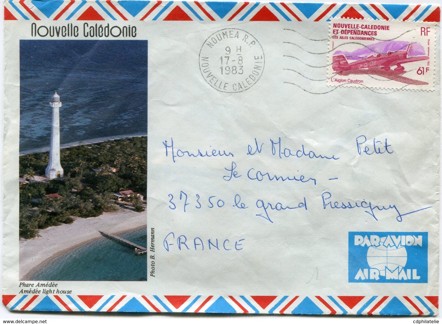 NOUVELLE-CALEDONIE LETTRE PAR AVION DEPART NOUMEA 17-8-1983 NOUVELLE-CALEDONIE POUR LA FRANCE - Briefe U. Dokumente