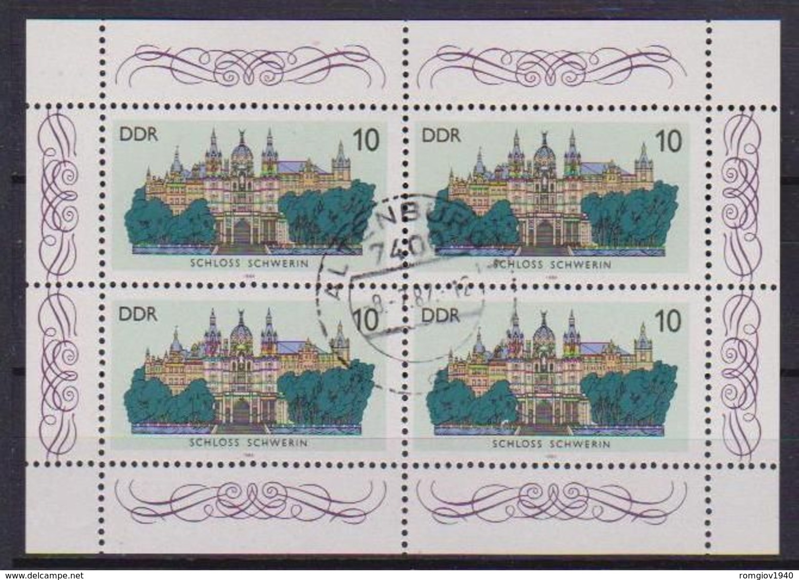 GERMANIA DEMOCRATICA DDR MINIFOGLI 1986 CASTELLI UNIF. 3032 USATO VF(MINIFOGLIO DA 4) - 1e Jour – FDC (feuillets)