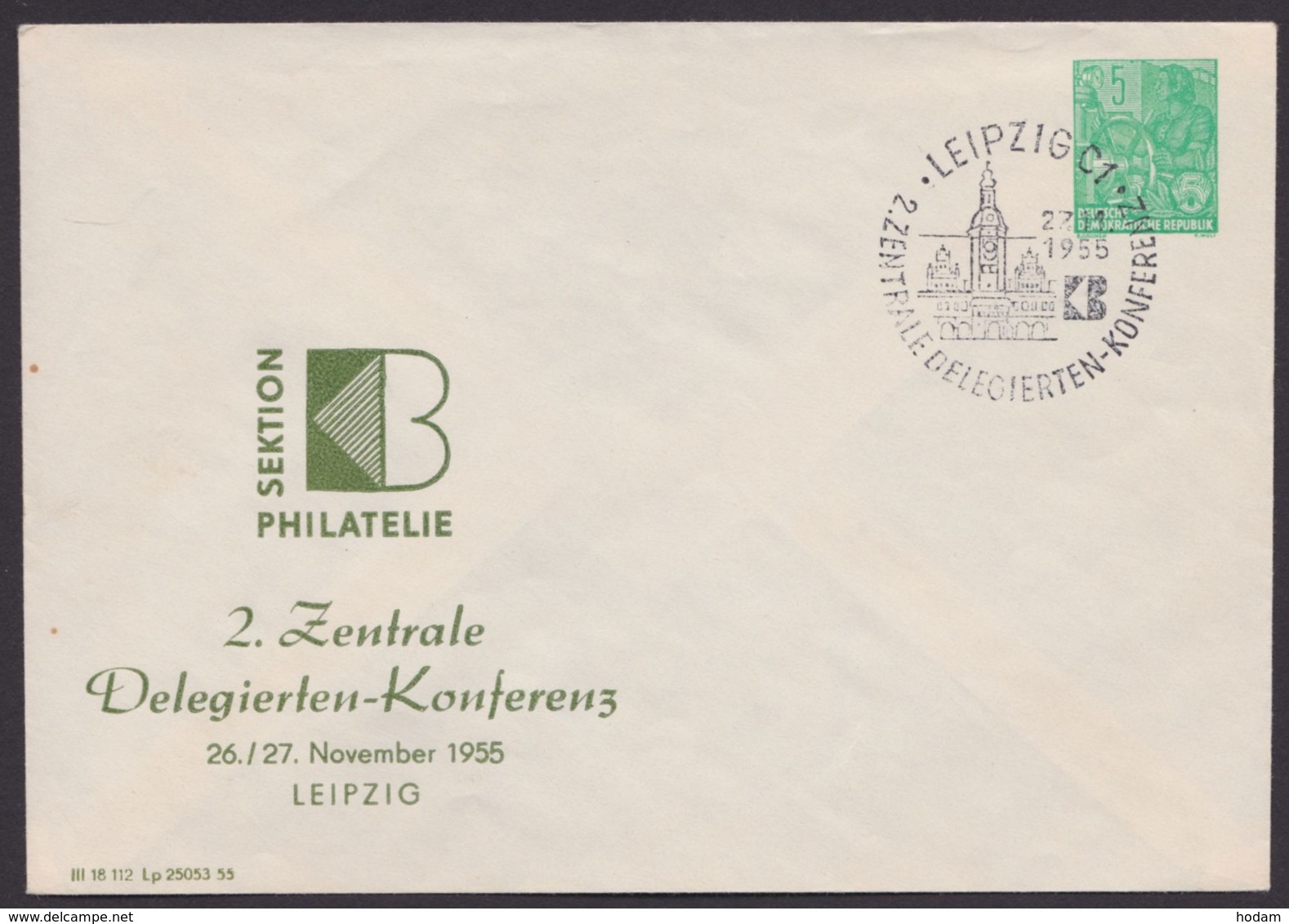 Mi-Nr. PU 10 D2/01, "Leipzig", Konferenz 1955, Pass. Sst - Enveloppes Privées - Oblitérées