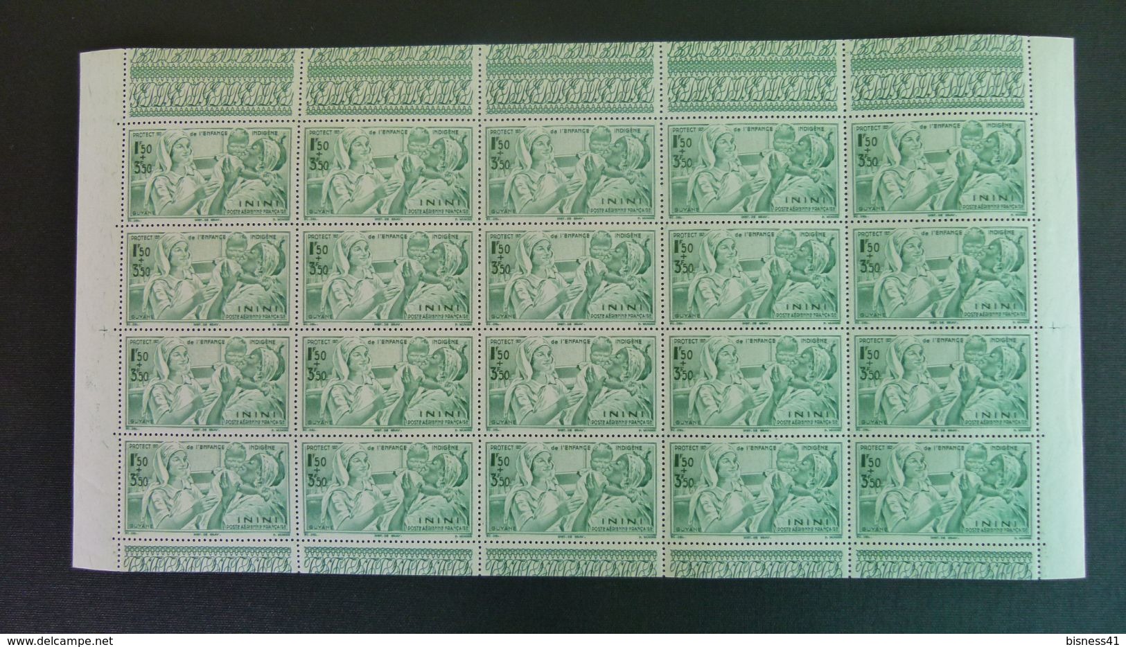 Col17 Enfance Indigene 1942 Feuille Inini PA : N° 1 Neuf XX MNH - 1942 Protection De L'Enfance Indigène & Quinzaine Impériale (PEIQI)