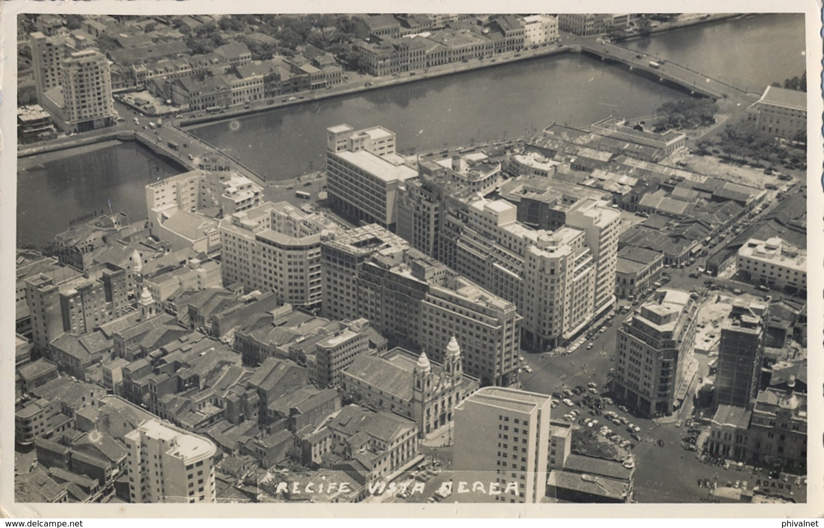 1958 , BRASIL - RECIFE , T.P. CIRCULADA , VISTA AÉREA - Recife