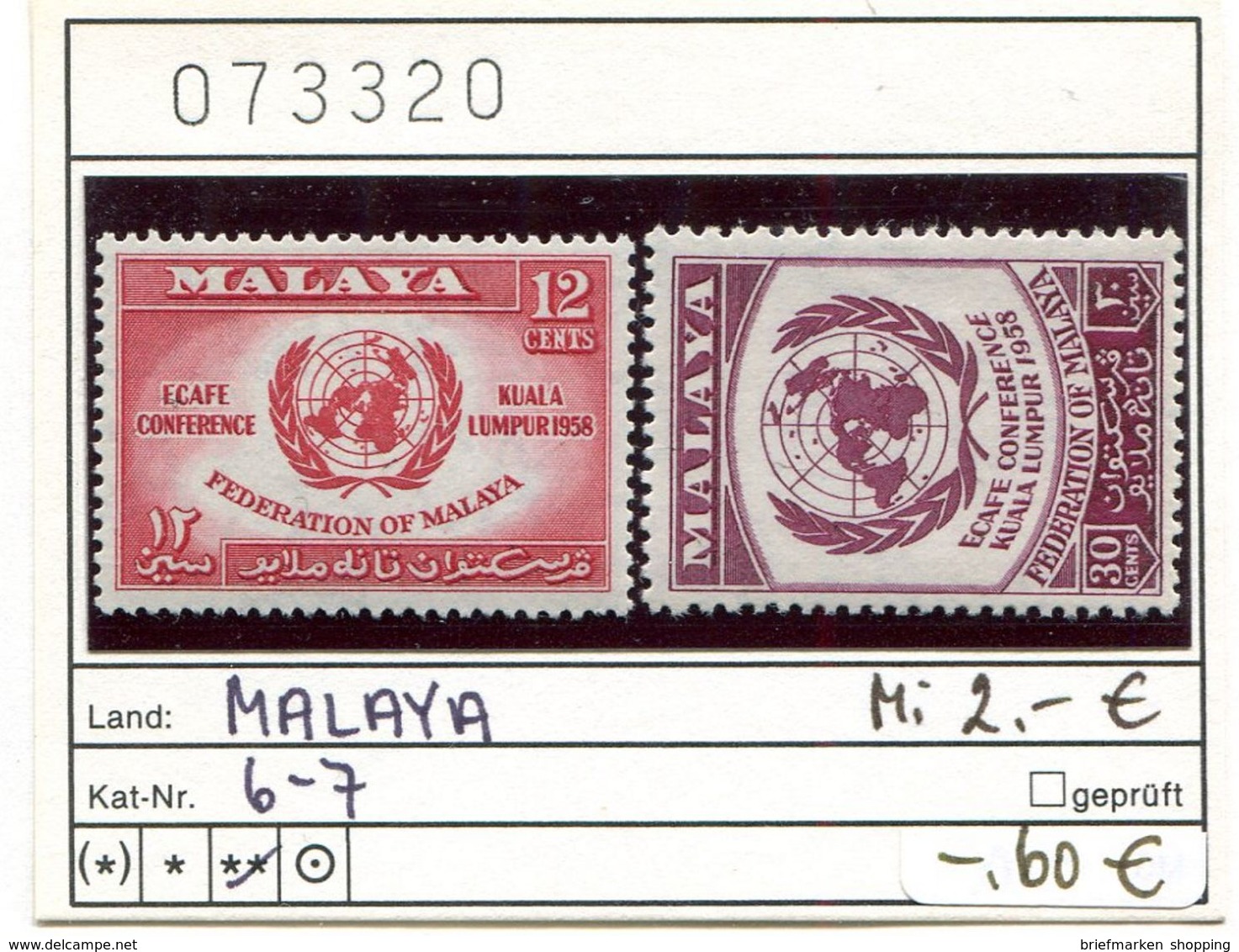 Malaya 1958 - Federation Of Malaya 1958 - Michel 6-7 - ** Mnh Neuf Postfris - Federation Of Malaya