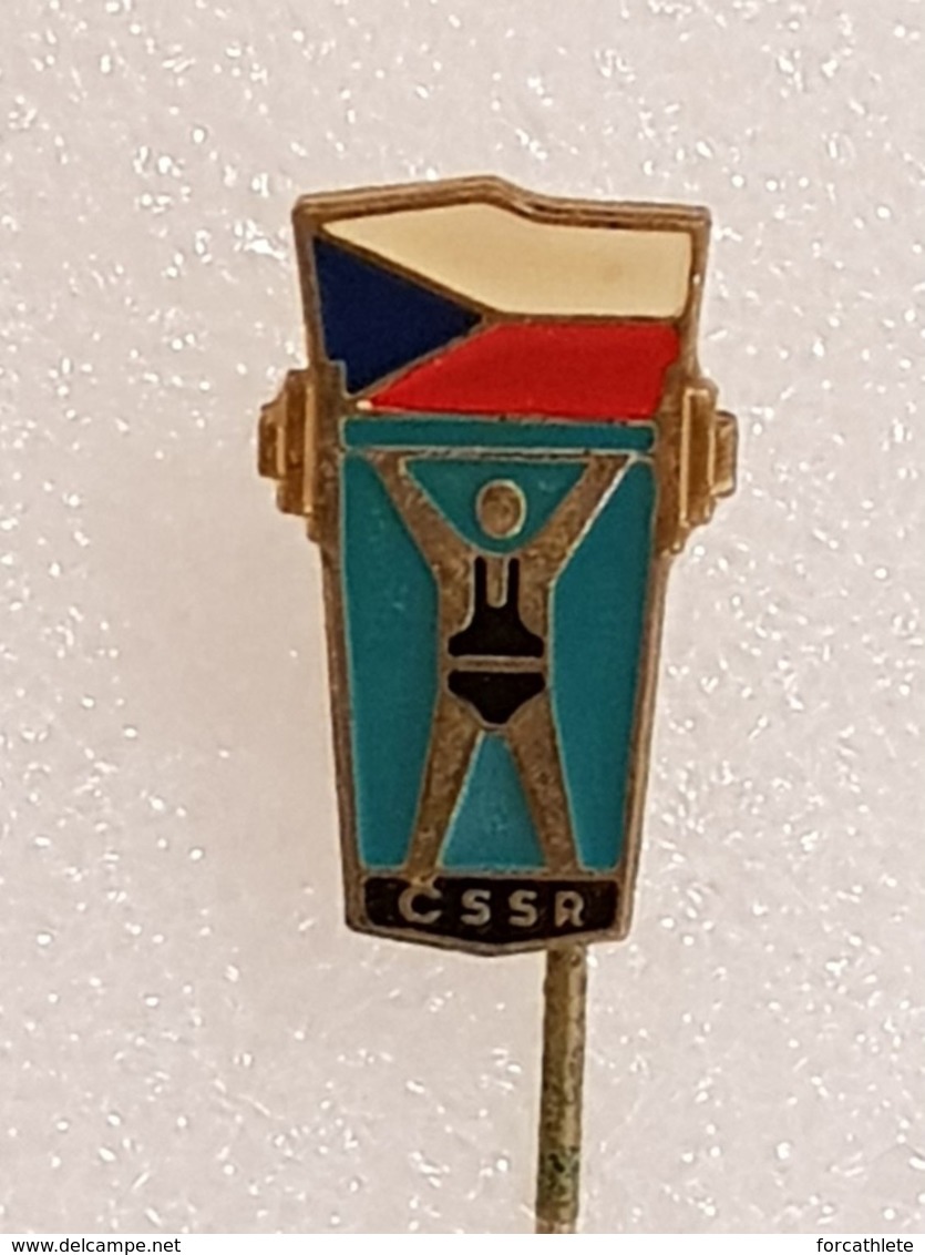 Epinglette Fédération Tchécoslovaque D'haltérophilie - Pin Label Czechoslovakian Weightlifting Federation - Gewichtheben - Weightlifting