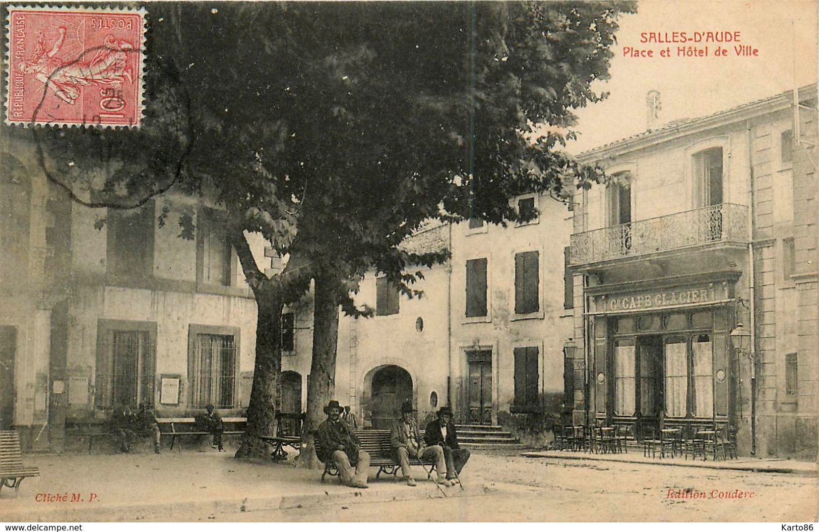 Salles D'aude * Place Et Hôtel De Ville Mairie * Grand Café Glacier - Salleles D'Aude