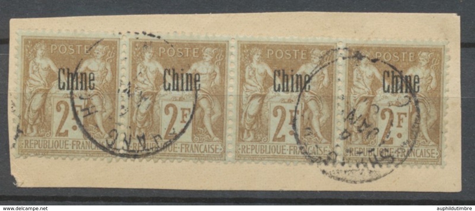 CHINE Bande De 4 N°15 Sur Fragment Rare Obl P2060 - Unused Stamps