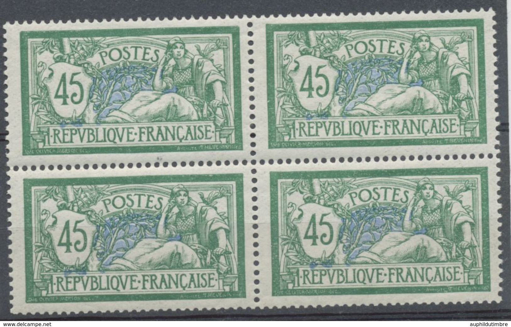 FRANCE Merson Bloc De 4 N°143 45c Vert Et Bleu N** TB Cote 480€ P2501 - Unused Stamps