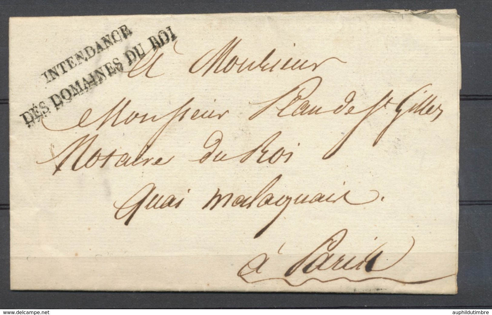 1817 Lettre En Franchise Marque INTENDANCE DES DOMAINES DU ROI SUPERBE P3897 - Frankobriefe