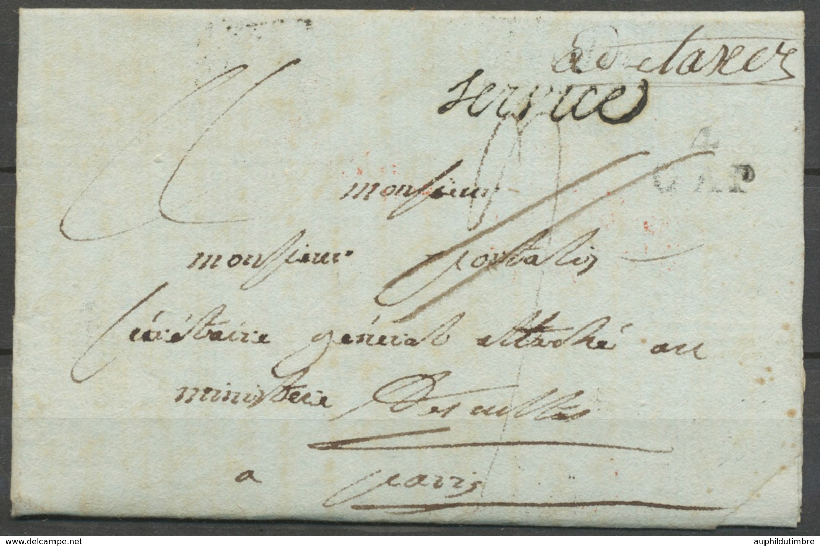 1807 Lettre Franchise Taxé Puis "à Détaxer" + Griffe Service P5182 - Lettres Civiles En Franchise