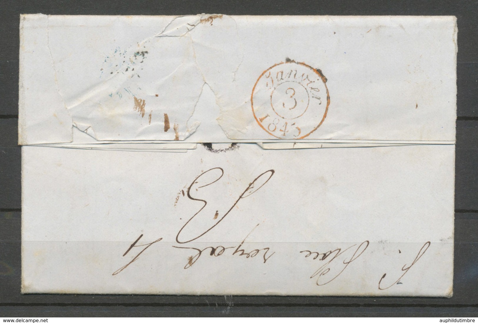 1844 Lettre De Pise Italie Taxée Puis Franchise à Détaxer, + Griffe Rge P5184 - Cartas Civiles En Franquicia