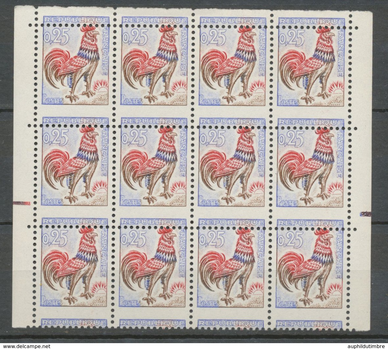 COQ N°1331, BLOC DE 12 AVEC BORDS PIQUAGE A CHEVAL, Neuf Luxe ** X1144 - Zonder Classificatie