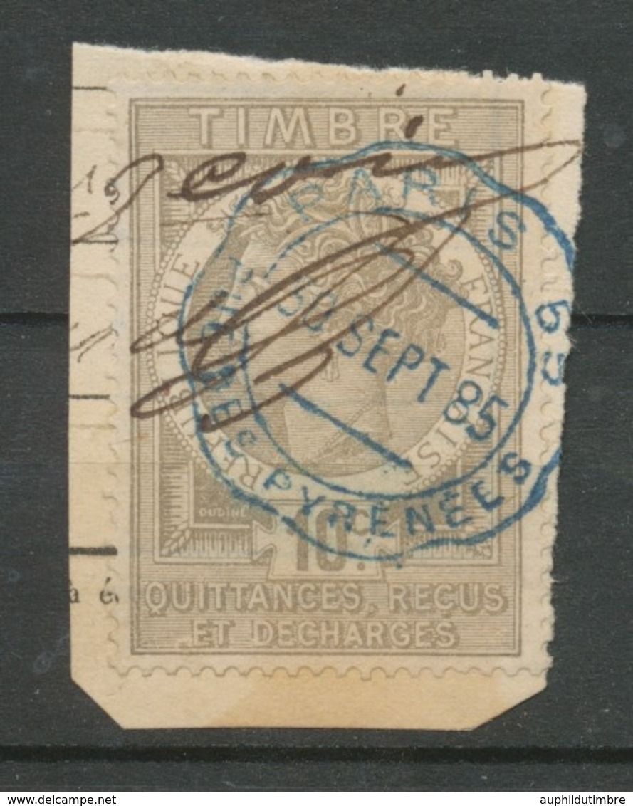1885 Timbre Fiscal Quittances 10c Gris Obl Cachet Télégraphique Bleu T2 RR X3816 - Other & Unclassified