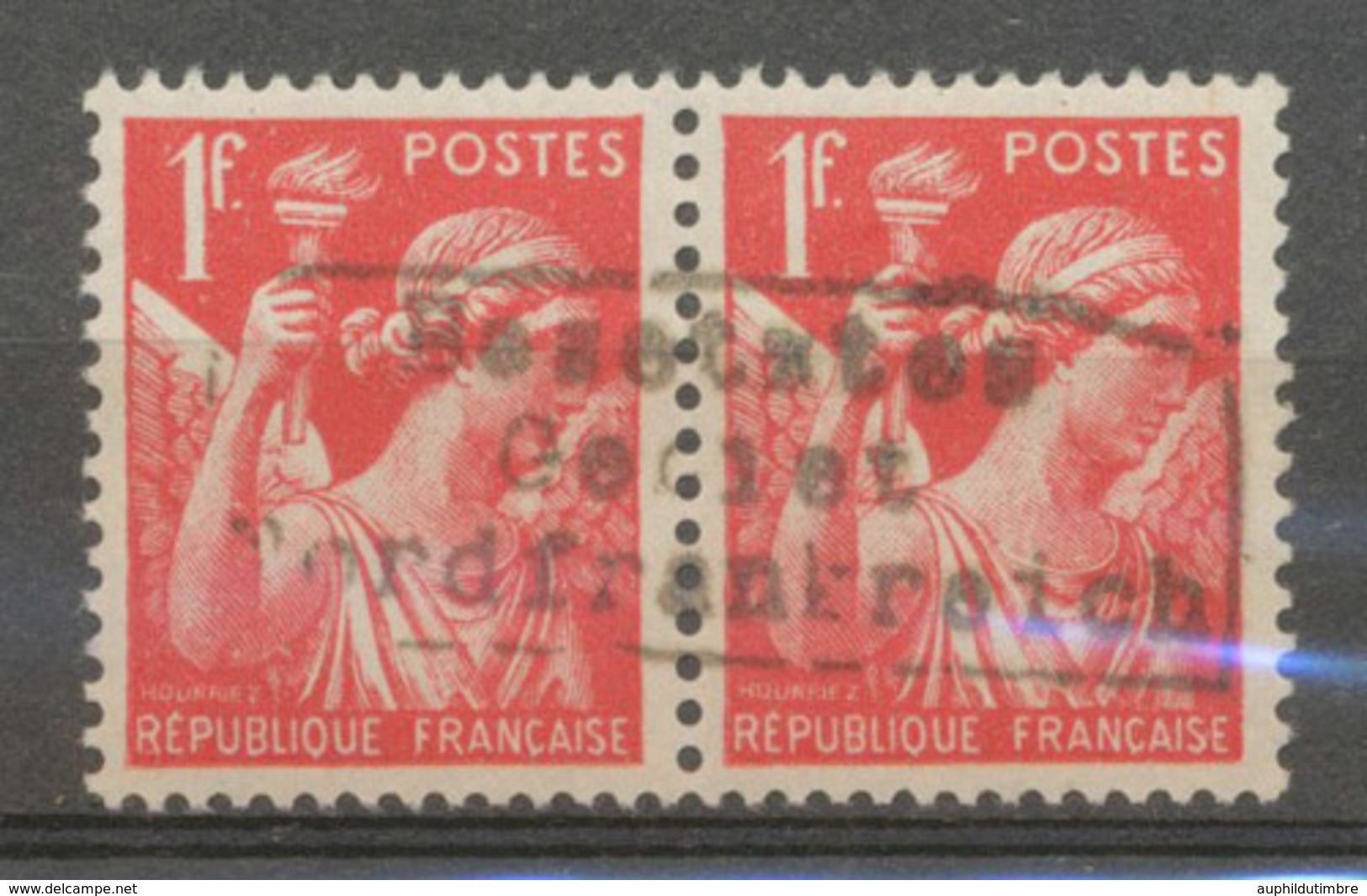 Guerre Paire DUNKERQUE Sur 1 F. Iris Rouge, Superbe, Neuf *. X4551 - War Stamps