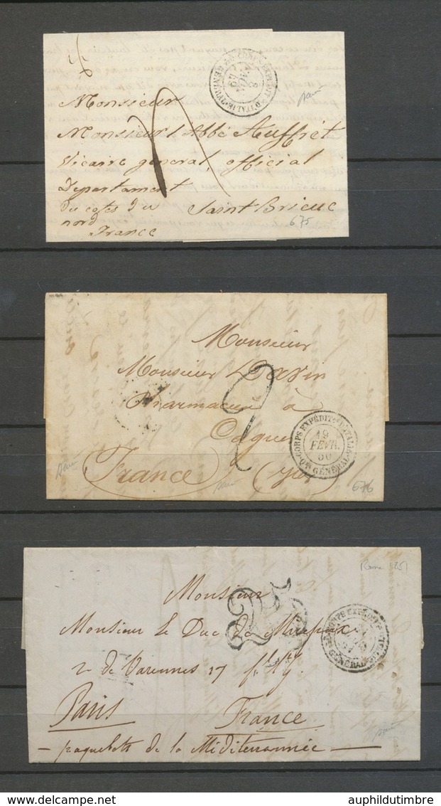 3 Lettres Corps Expéditre D'Italie/Qer Général, Càd 1ère Expédition Rare X5098 - Legerstempels (voor 1900)