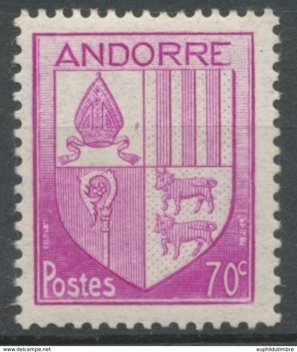 Andorre Français N°98, 70c. Lilas-rose NEUF** ZA98 - Unused Stamps