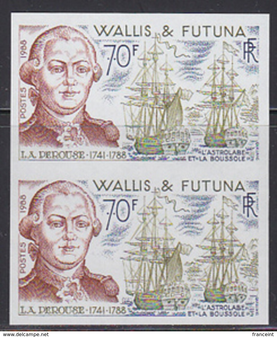 WALLIS & FUTUNA (1988) La Perouse. Sailing Ships. Imperforate Pair. Scott No 370, Yvert No 376. - Sin Dentar, Pruebas De Impresión Y Variedades