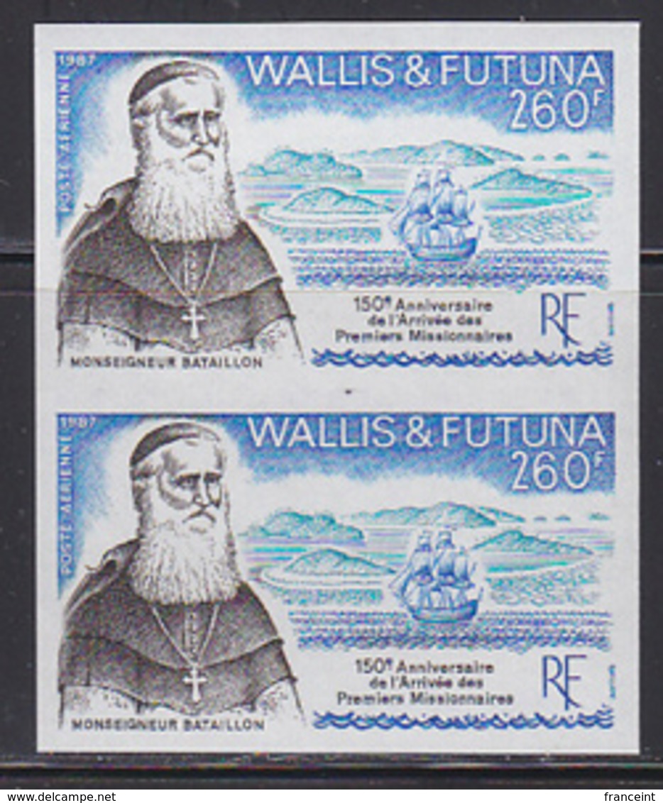 WALLIS & FUTUNA (1987) Monseigneur Battallon. Imperforate Pair. Scott No C155, Yvert No PA158. - Sin Dentar, Pruebas De Impresión Y Variedades