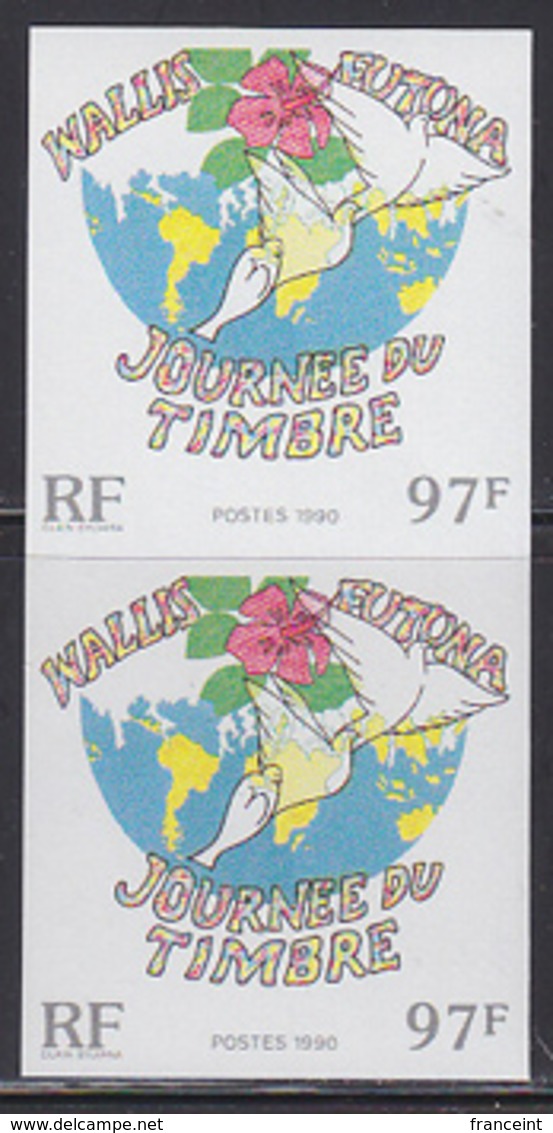 WALLIS & FUTUNA (1990) Globe. Birds. Imperforate Pair. Scott No 398, Yvert No 403. - Imperforates, Proofs & Errors