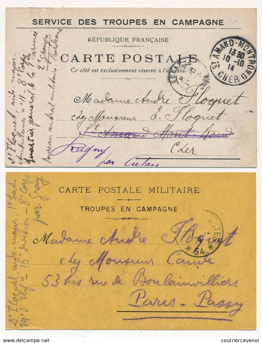 FRANCE - 9 Cartes FM D'un Même Expéditeur, Plupart Des Débuts Du Conflit, + 1 Pour Le Même Soldat - 1914 - Storia Postale