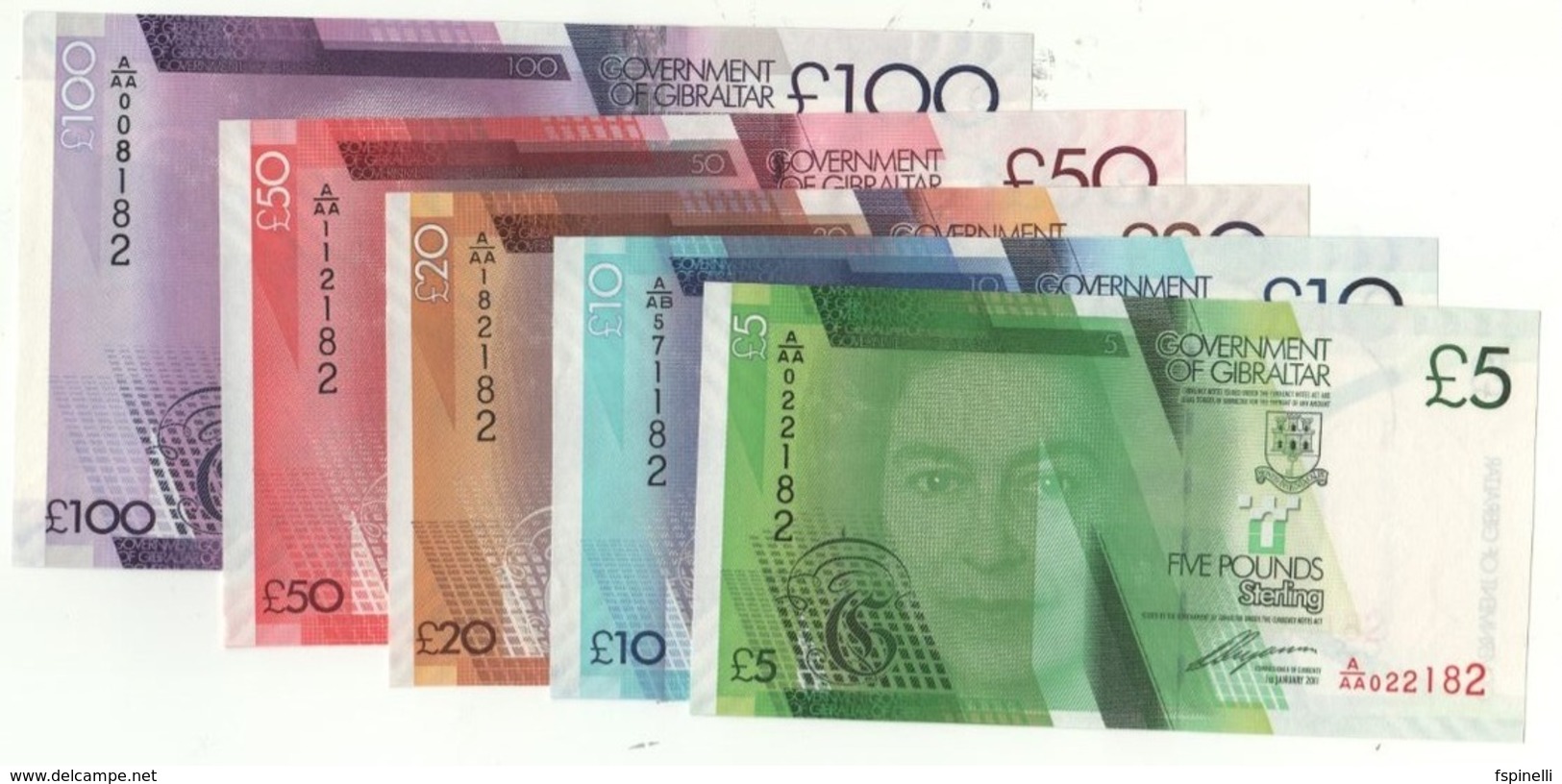 GIBRALTAR  Lovely- Genuine Set SAME Serial Nr.  ( Dated 2011  £5-£10-£20-£50-£100  P35  To P39) - Gibraltar