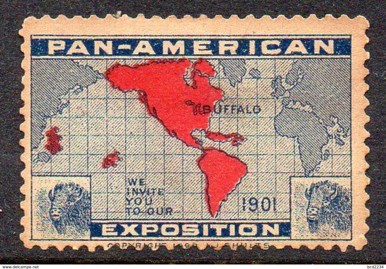 USA 1901 PAN-AMERICAN WE INVITE YOU TO OUR EXPOSITION BUFFALO EXPO PHILATELIC STAMP LABEL MAP Reklamemarke Vignette - Ohne Zuordnung