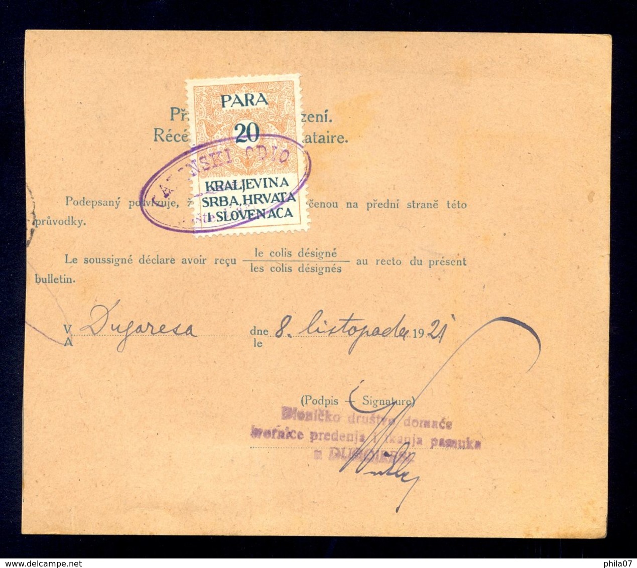 CZECHOSLOKAVIA/CROATIA - Parcel Card Sent From Varnsdorf 3-Waensdorf 3 Via Brno To Karlovac 1921, Where It Is Gone Throu - Sonstige & Ohne Zuordnung