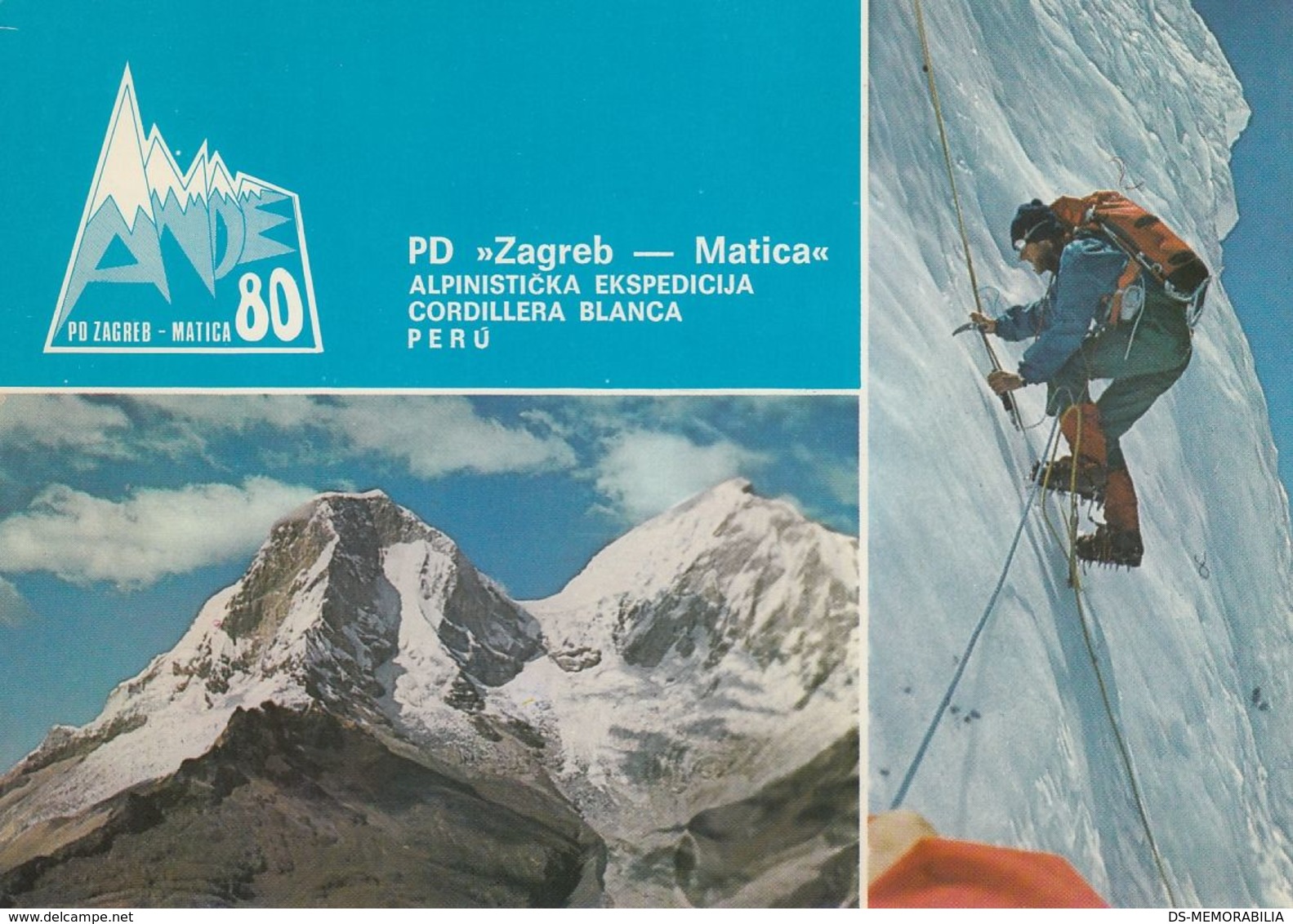 Mountaineering Rock Climbing Expedition Cordillera Blanca Peru Original Postcard - Climbing