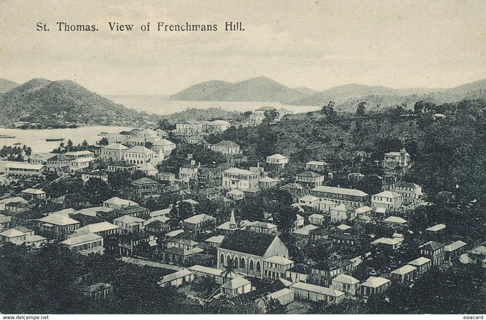 D.W.I. Danish West Indies  St Thomas  View Of Frenchmans Hill  Edit Edw. Fraas . Colons Français - Jungferninseln, Amerik.