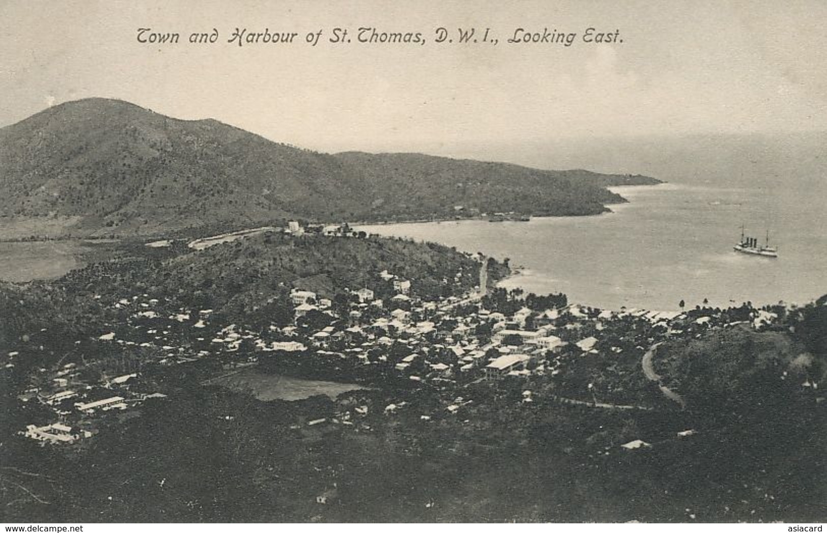 D.W.I. Danish West Indies  St Thomas  Town Looking East  Edit Beretta - Vierges (Iles), Amér.