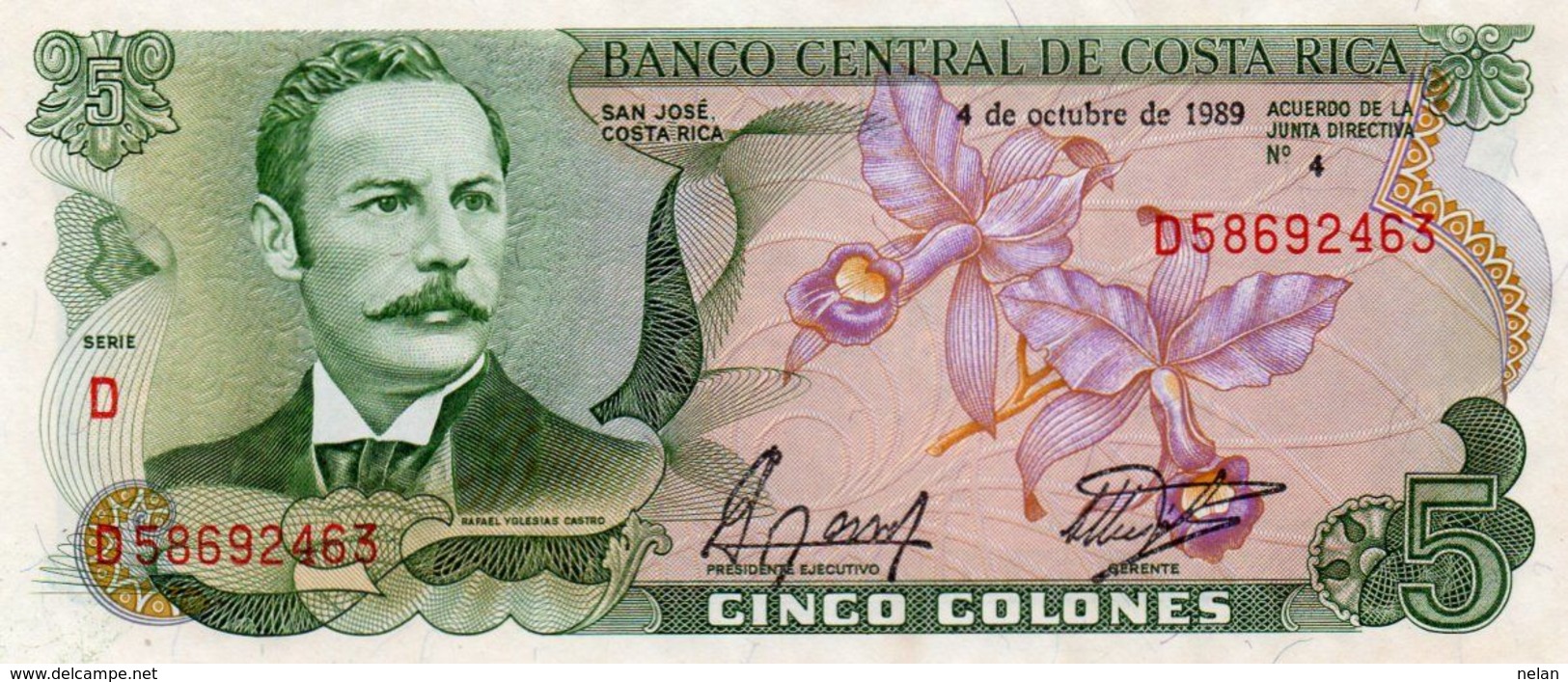 COSTA RICA 5 COLONES 1989 P-236d19   UNC - Costa Rica