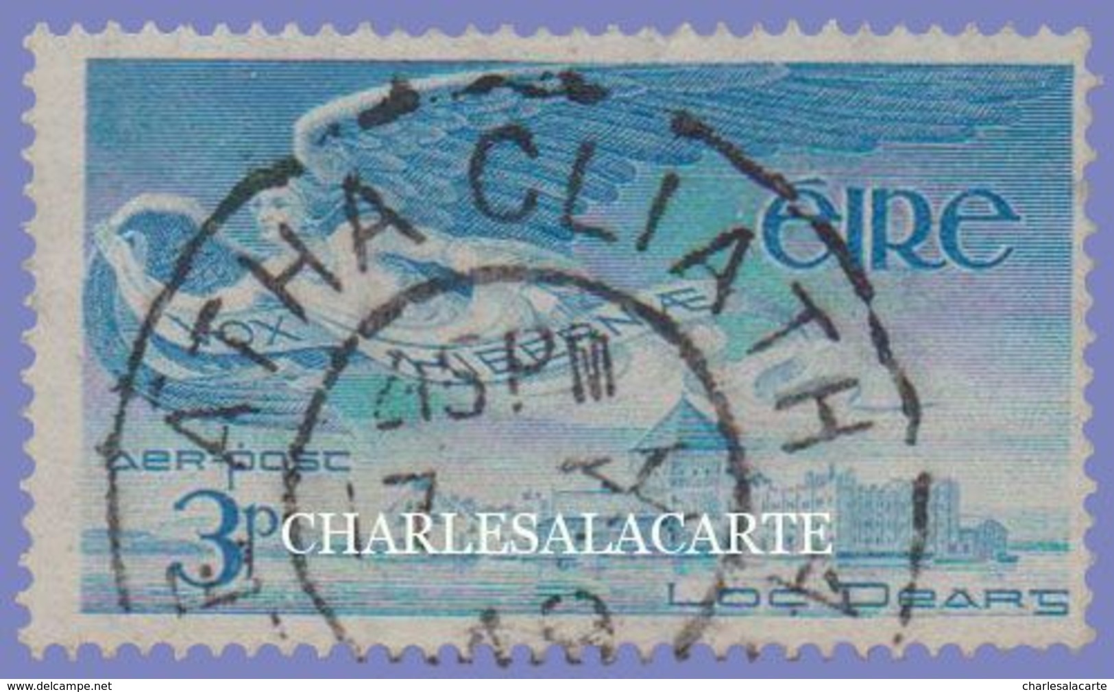 EIRE IRELAND 1948-1965 AIRMAIL STAMP 3p. BLUE  S.G. 141  FINE USED - Poste Aérienne