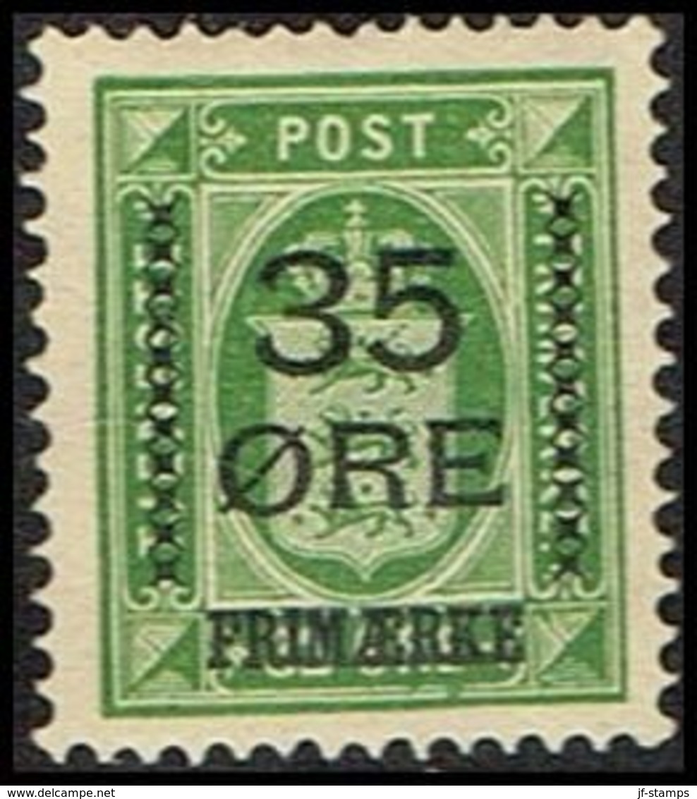 1912. Surcharge. 35 Øre On 32 Øre Green Official Stamp (Michel 62) - JF362849 - Unused Stamps