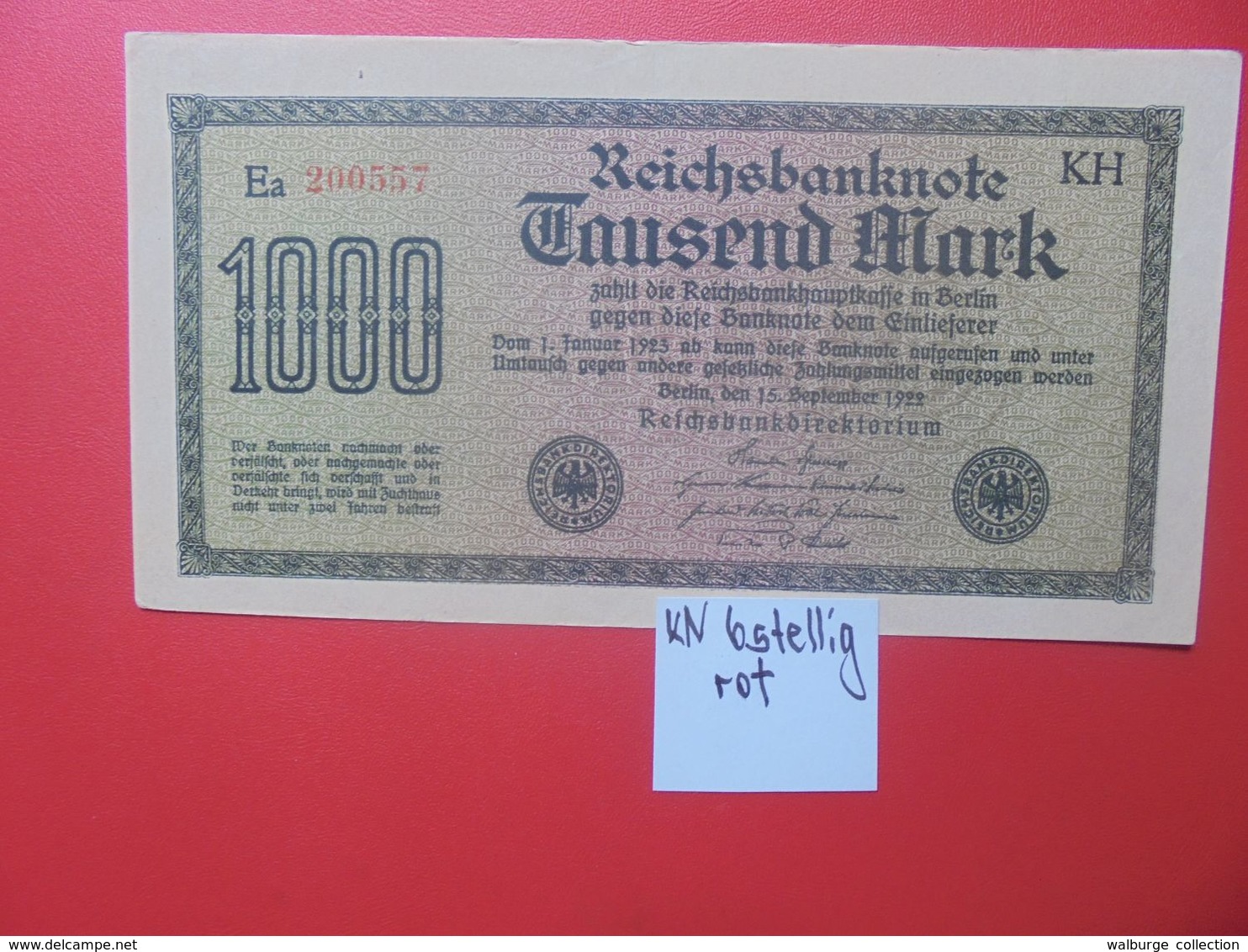 Reichsbanknote 1000 MARK 1922 VARIANTE CIRCULER (B.16) - 1000 Mark