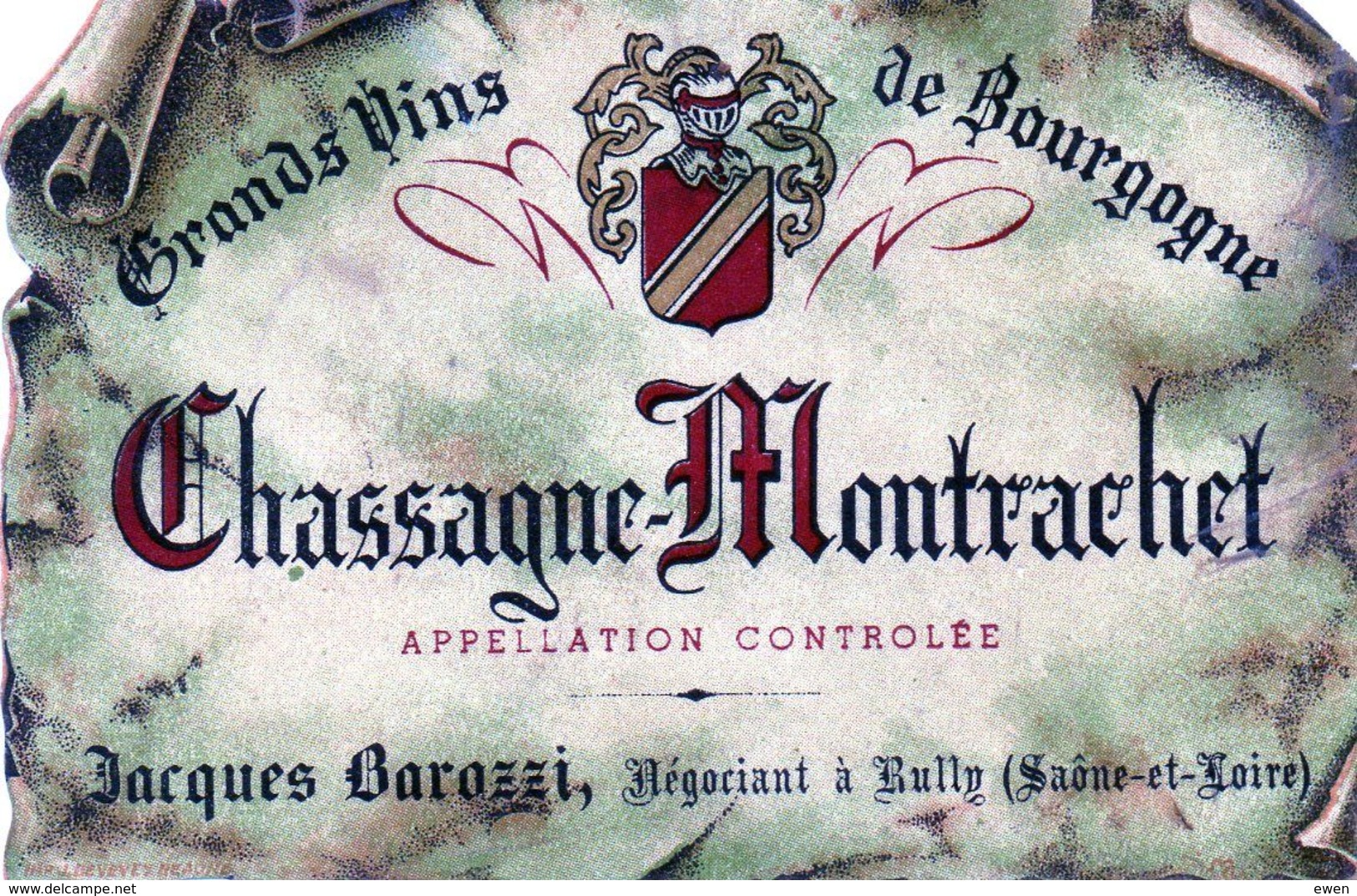 Etiquette De Vin Chassagne-Montrachet Années 50. - Andere & Zonder Classificatie