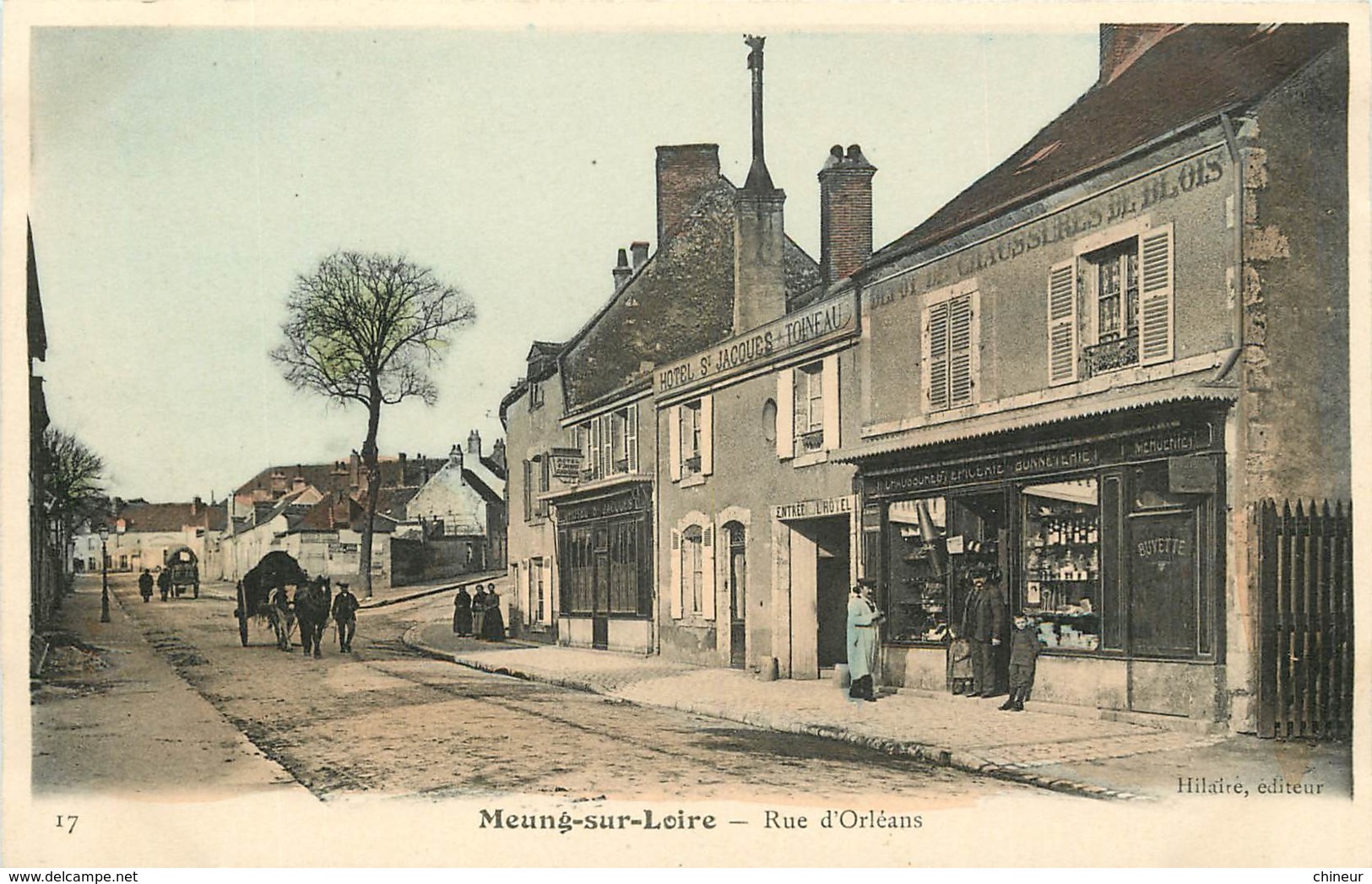 MEUNG SUR LOIRE RUE D'ORLEANS HOTEL SAINT JACQUES ET LE BUREAU DE TABAC CARTE COLORISEE - Other & Unclassified