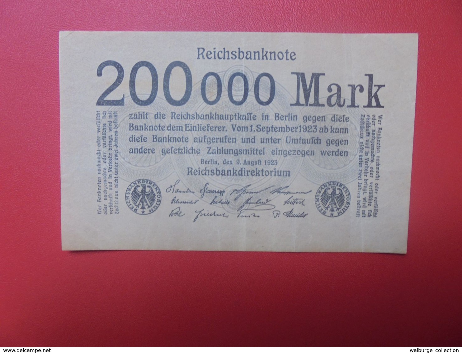 Reichsbanknote 200.000 MARK 1923 PAPIER BRUN CLAIR SANS NUMEROS CIRCULER (B.16) - 100000 Mark