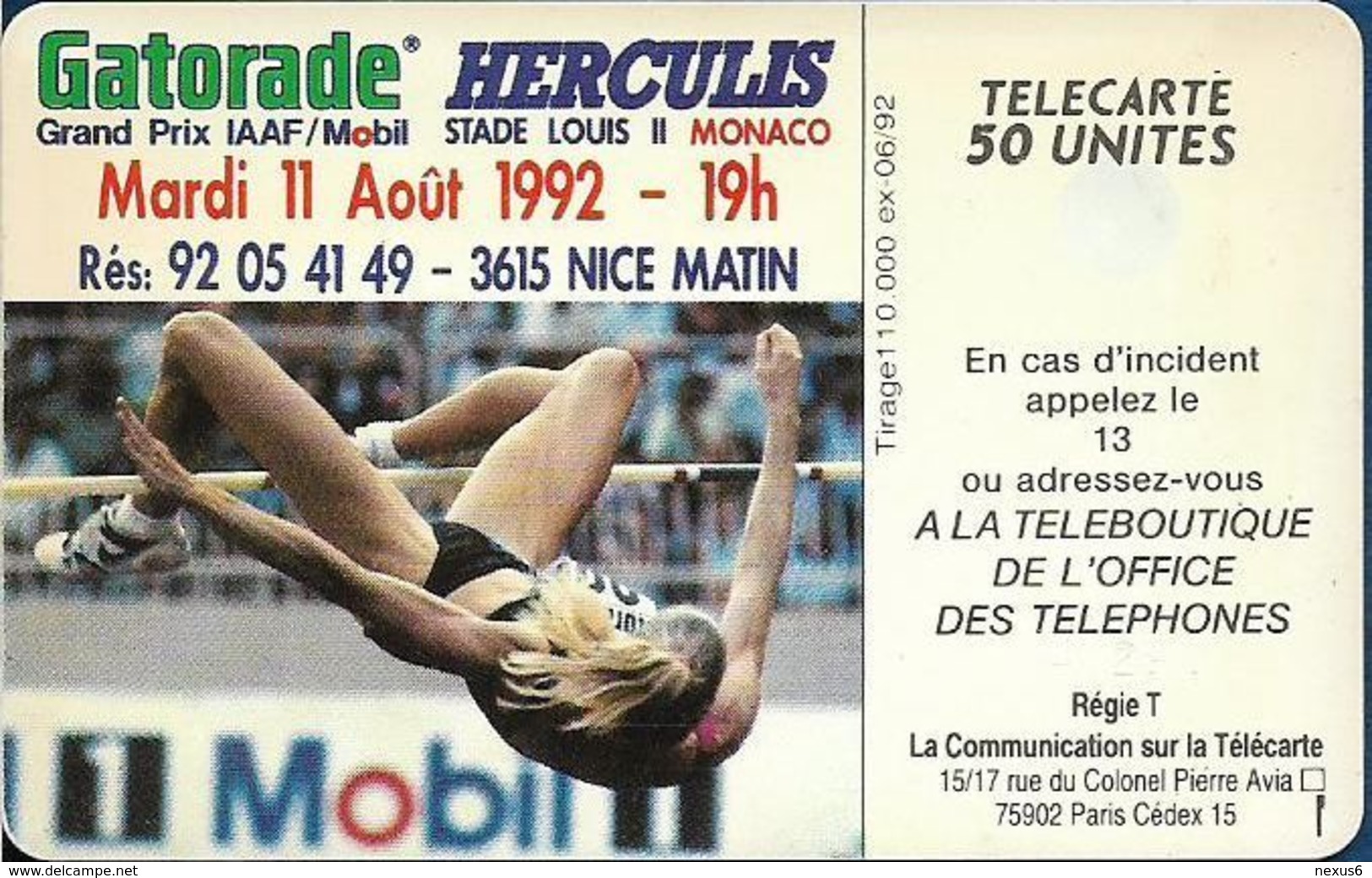 Monaco - MF24 - Herculis '92 - Cn. 41298, SC5 SB, 06.1992, 50Units, 110.000ex, Used - Monace