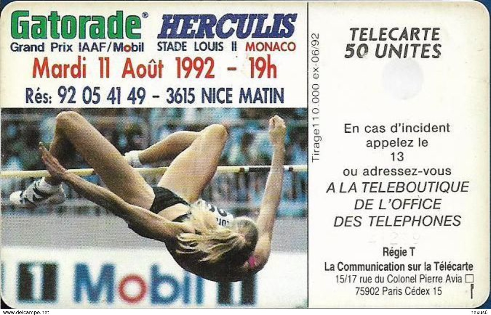 Monaco - MF24 - Herculis '92 - Cn. 41299, SC5 SB, 06.1992, 50Units, 110.000ex, Used - Mónaco