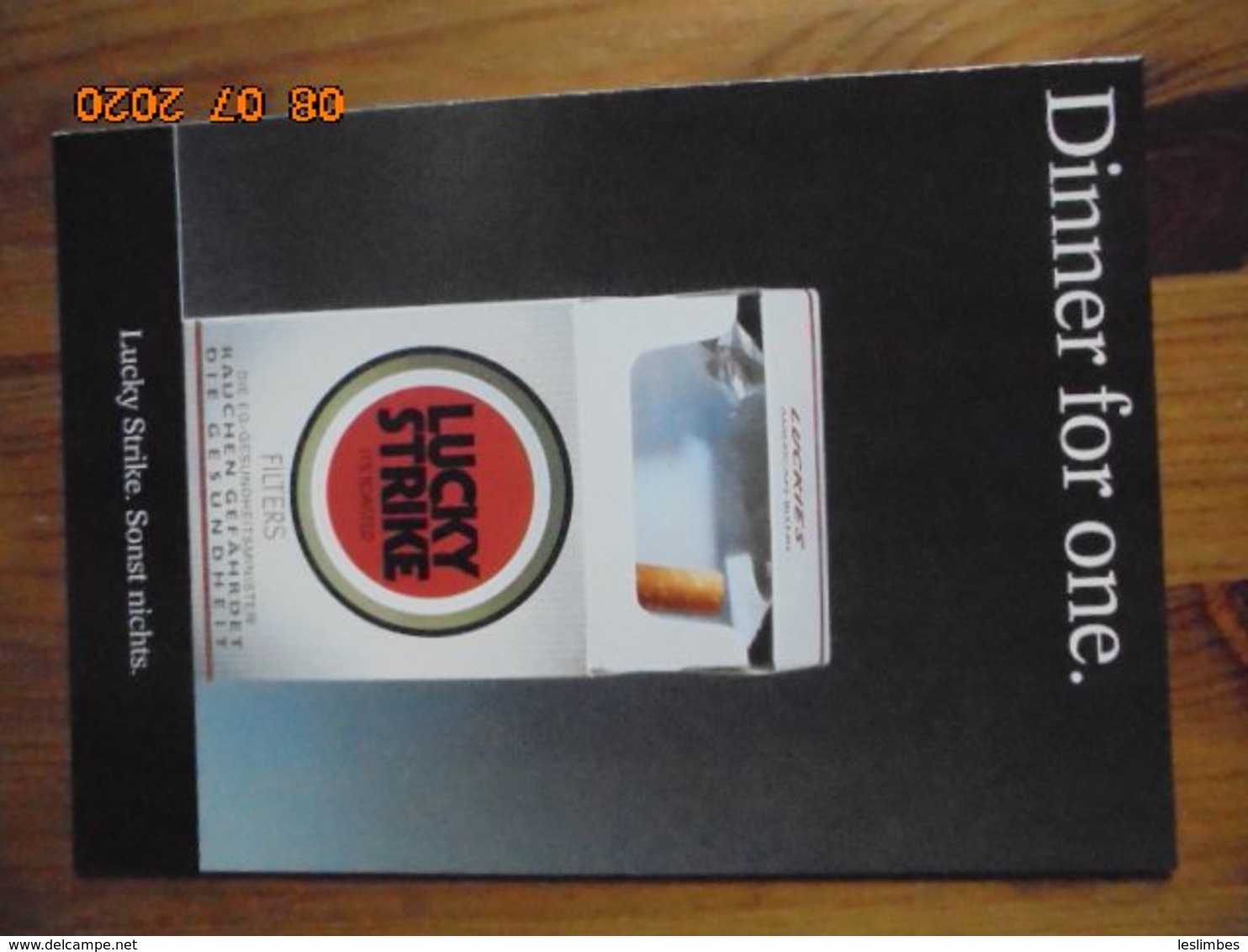 Carte Postale Publicitaire Allemand (Taschen 1996) 16,3 X 11,4 Cm - Lucky Strike. Sonst Nichts. Dinner 1995 - Articoli Pubblicitari