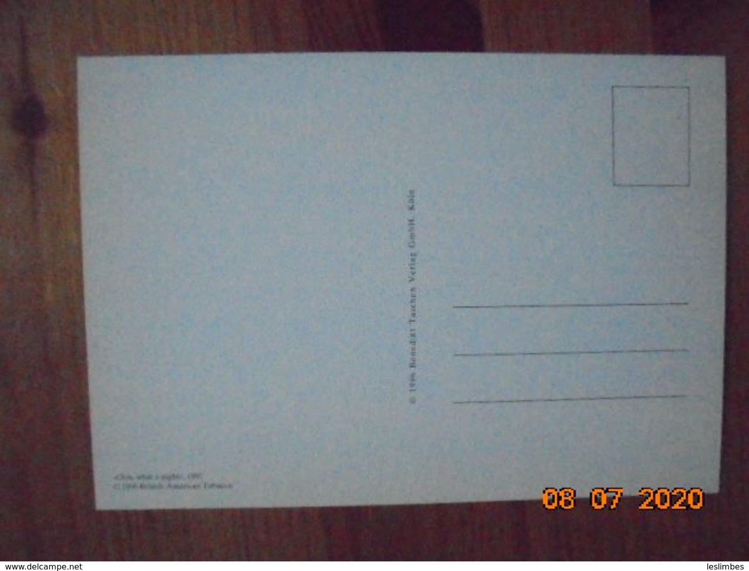 Carte Postale Publicitaire Allemand (Taschen 1996) 16,3 X 11,4 Cm. Lucky Strike. Sonst Nichts. "Ooh, What A Night" 1991 - Objets Publicitaires