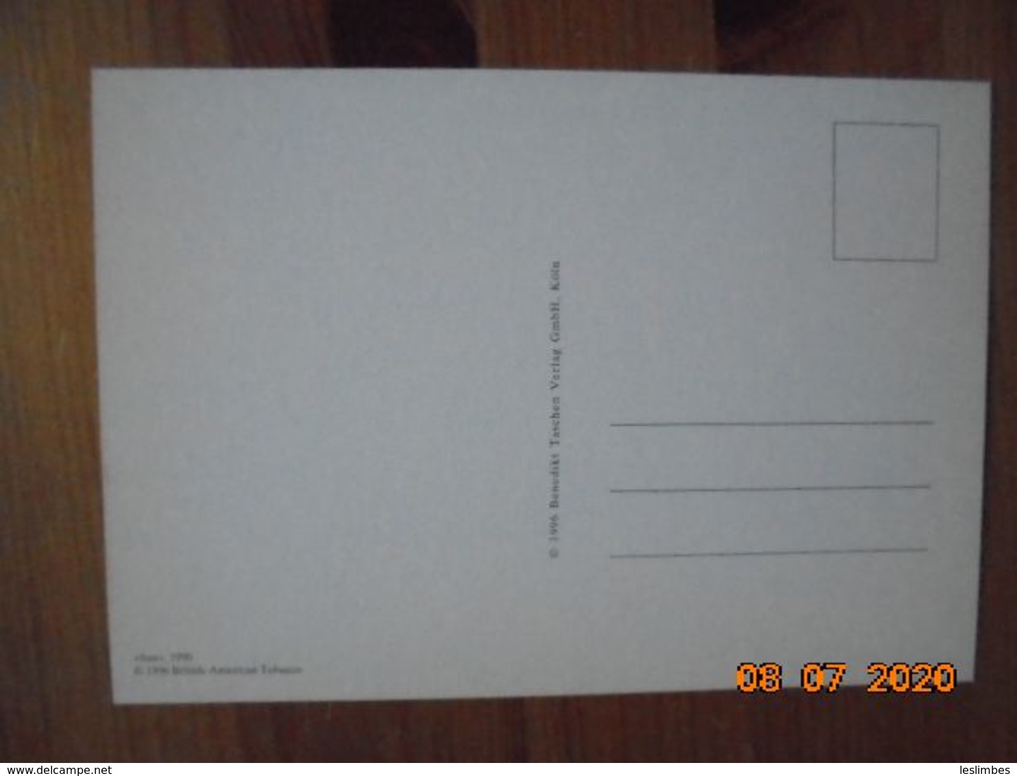 Carte Postale Publicitaire Allemand (Taschen 1996) 16,3 X 11,4 Cm. Lucky Strike. Sonst Nichts. "Sun" 1990 - Objets Publicitaires