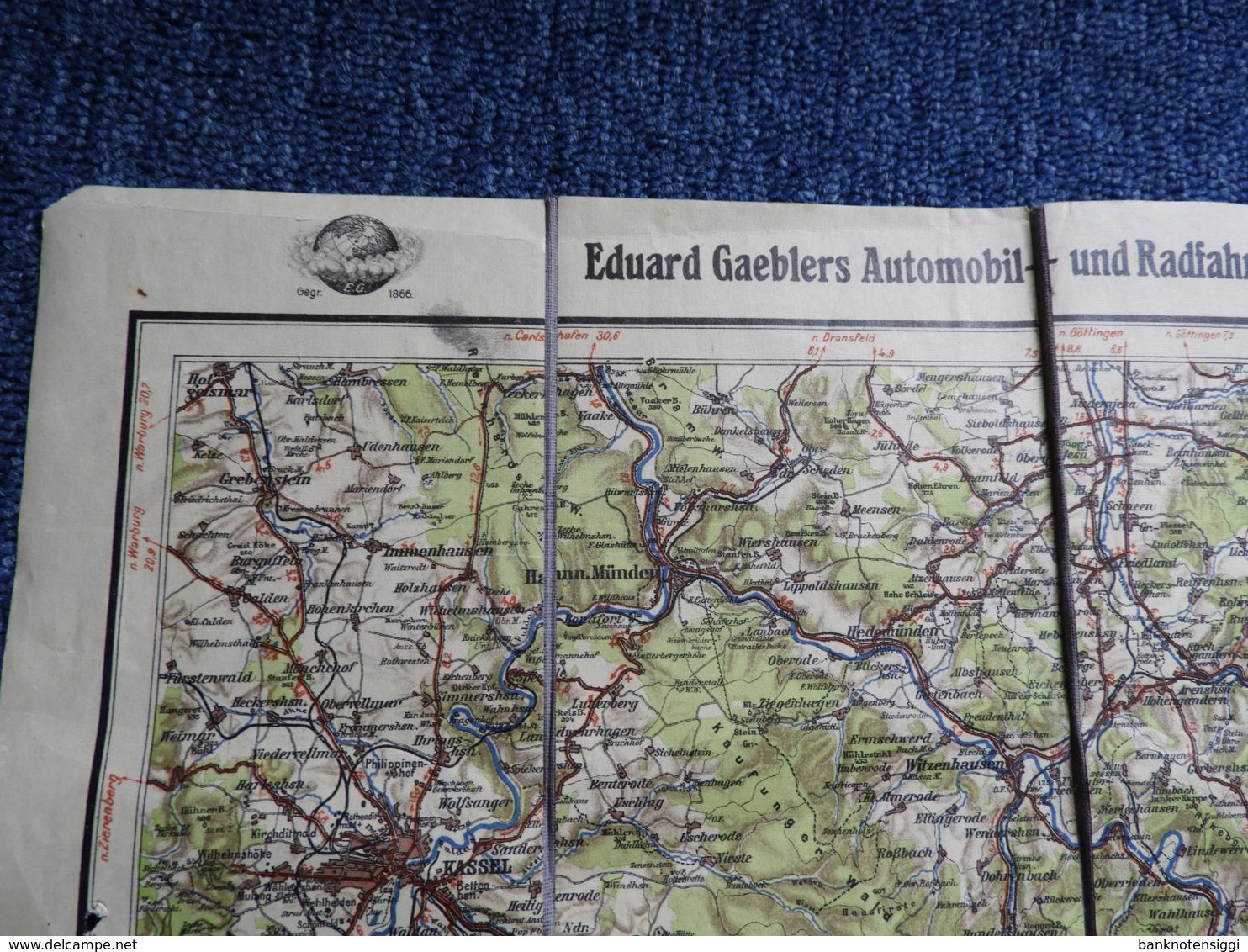 Eduards Gaeblers Automobil Und Radfahrer-Spezialkarte Von Thüringen - Landkarten