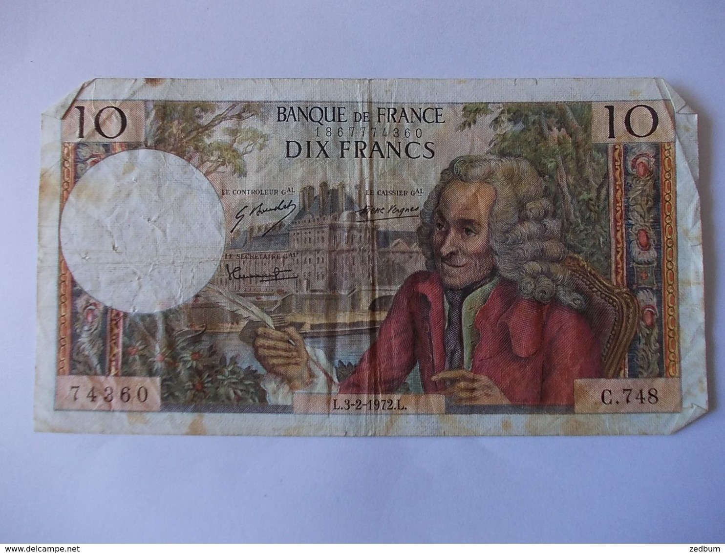 BILLET 10 Francs Voltaire C748 - 10 F 1963-1973 ''Voltaire''