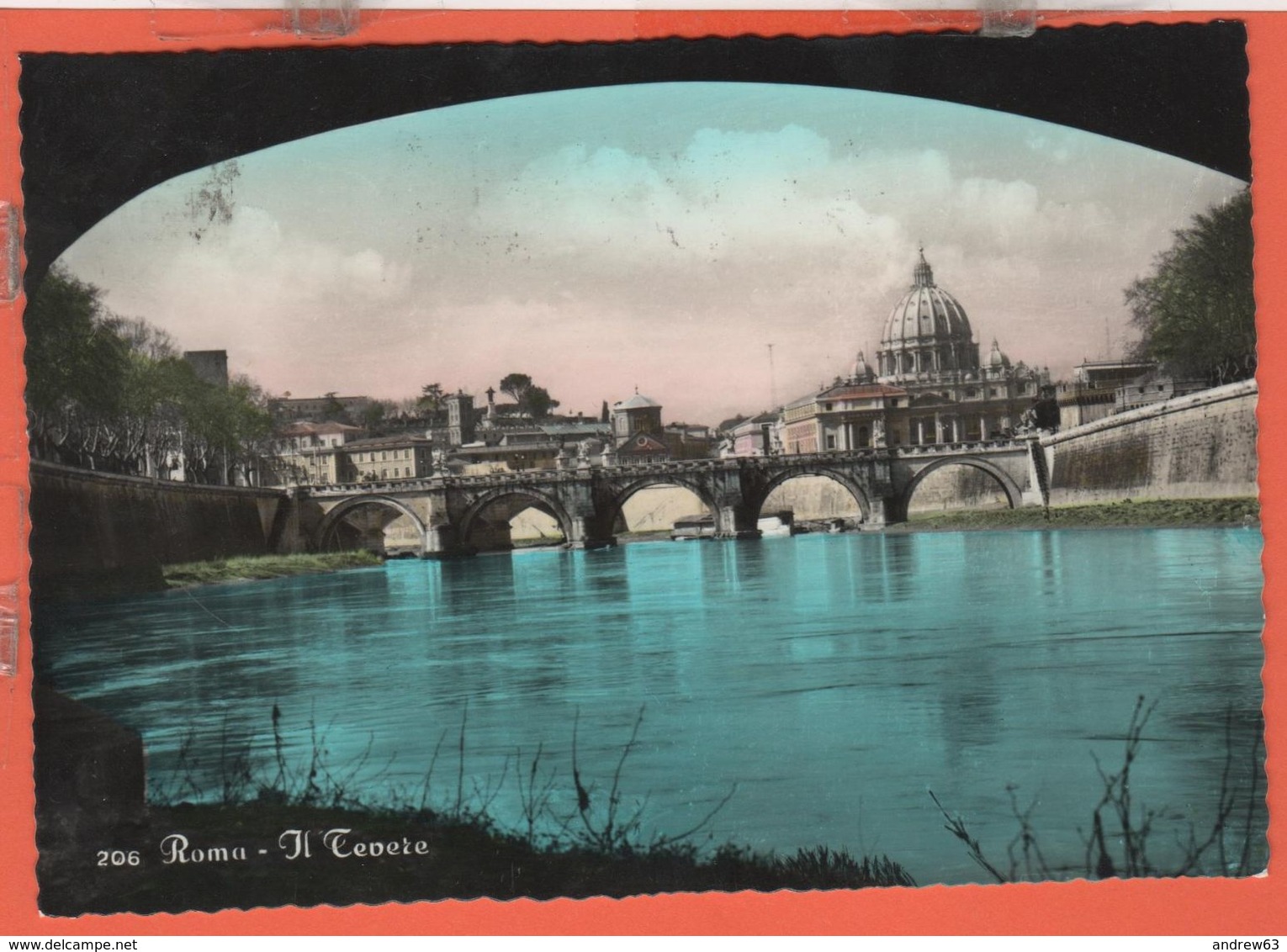 ITALIA - ITALY - ITALIE - 1958 - 20 Siracusana + Flamme Buoni Del Tesoro Novennali - Roma - Il Tevere - Viaggiata Da Rom - Fiume Tevere