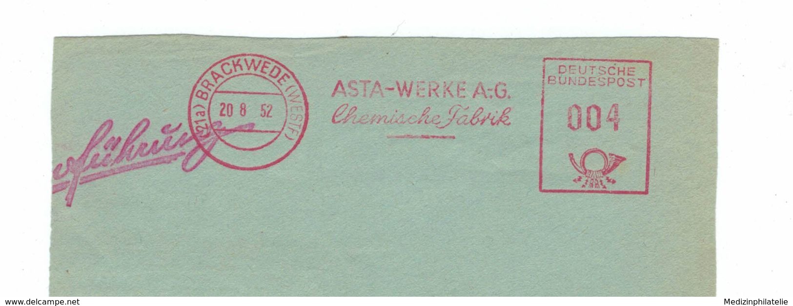 Briefausschnitt AFS - 21a Brackwede Westfalen 1952 - Asta-Werke AG Chemische Fabrik - Pharmacy