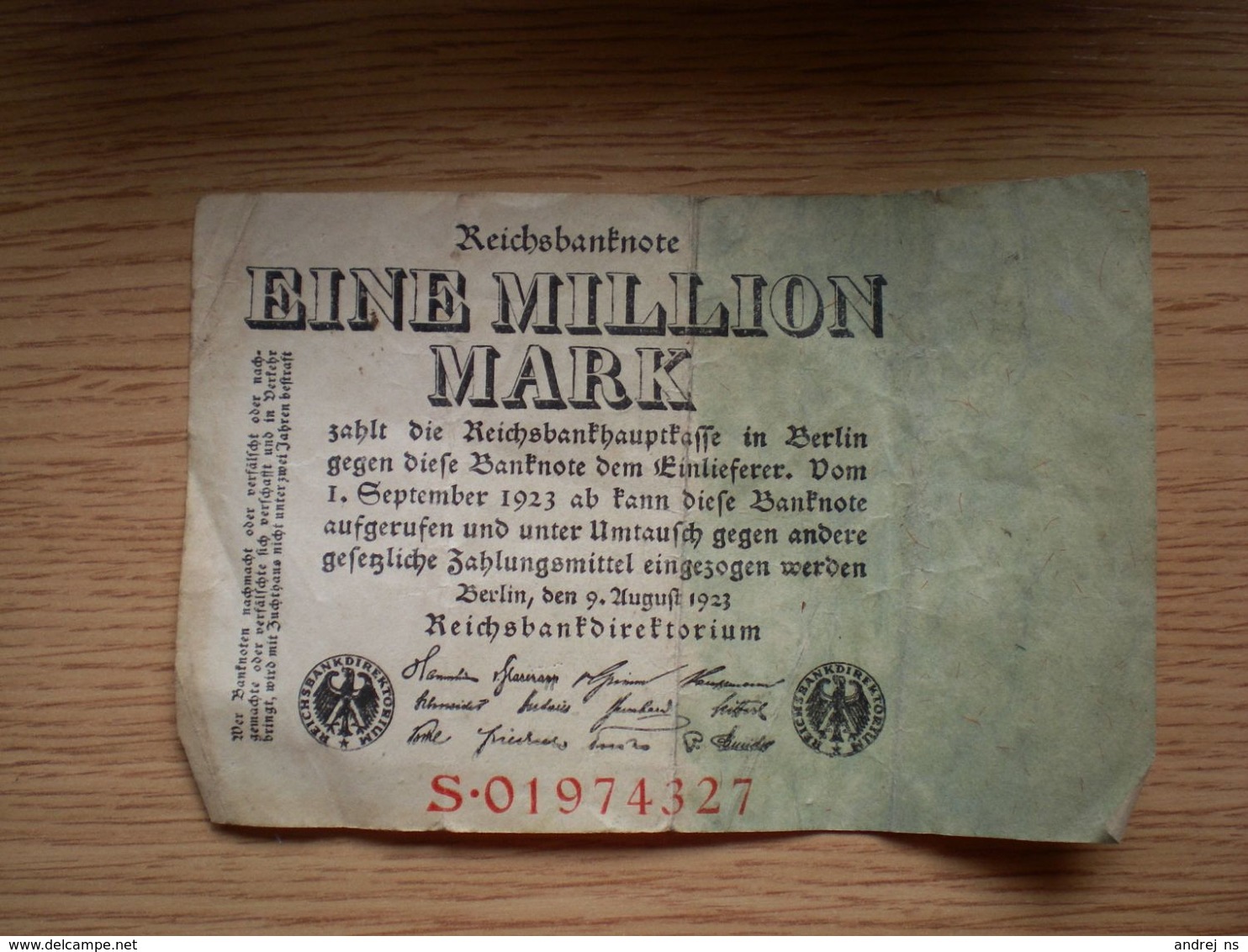 BILLET ALLEMAGNE / GERMANIE - REICHSBANKNOTE EINE MILLION MARK 1923 - 1 Million Mark