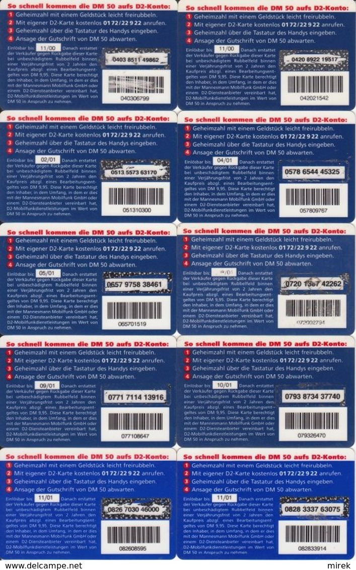 23/ Germany; D2, 73 Old Prepaid GSM Cards, Every Other - [2] Móviles Tarjetas Prepagadas & Recargos