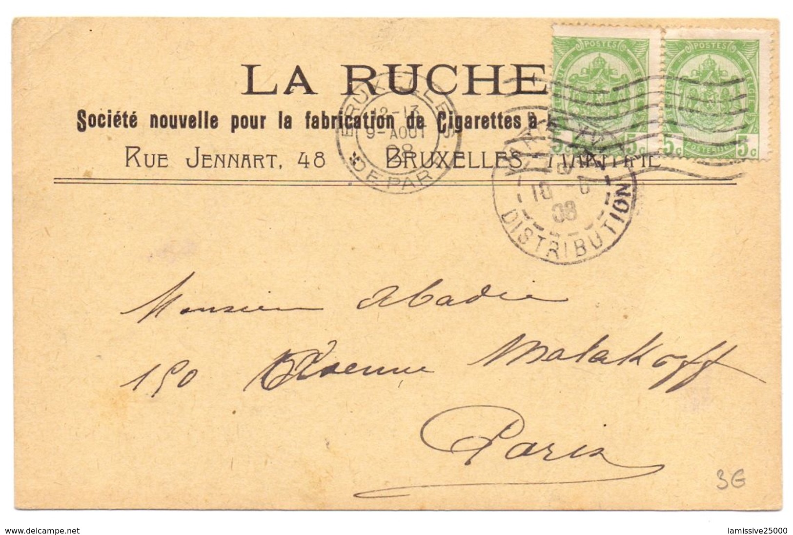 Belgique Carte Postale Pub Papier A Cigarettes La Ruche Abeilles - Honeybees