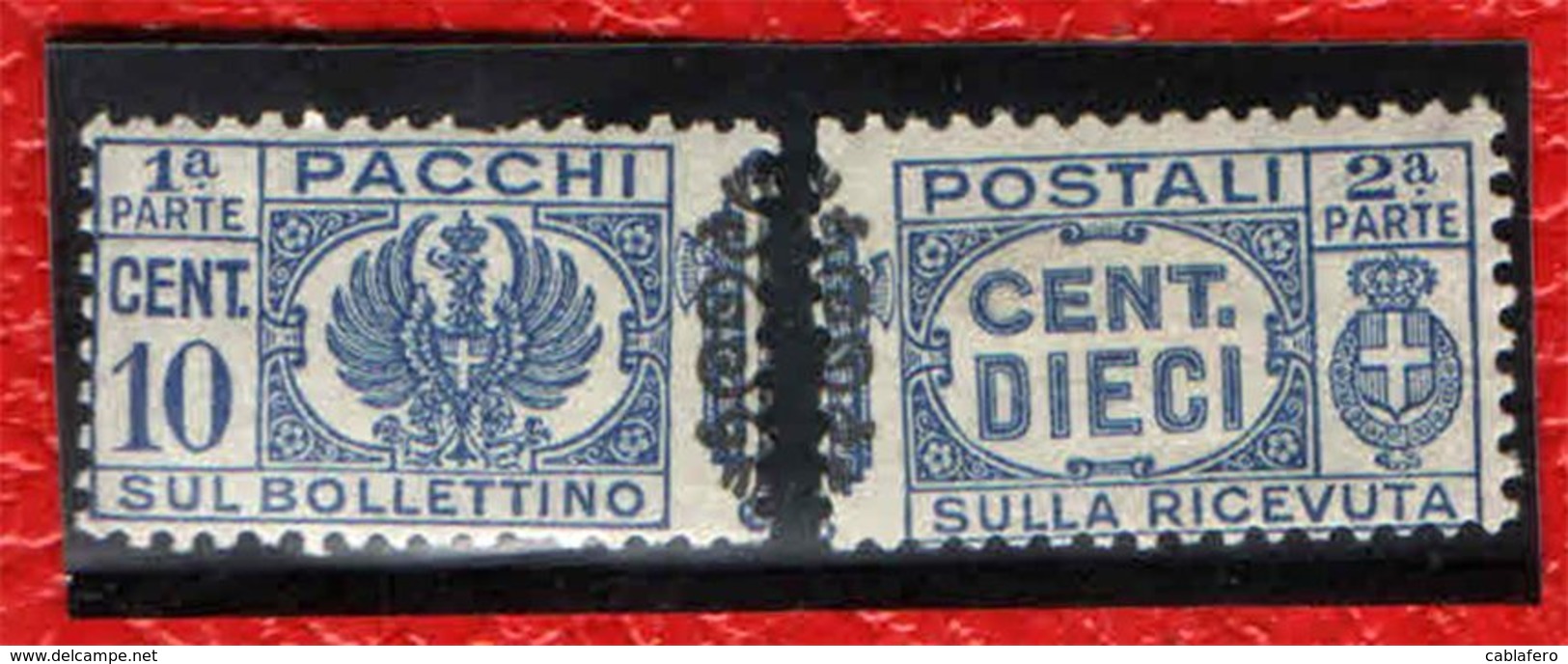 ITALIA - LUOGOTENENZA - 1945 - PACCHI POSTALI - VALORE DA 10 CENT. - MATRICE E FIGLIA STACCATI - MH - Paketmarken